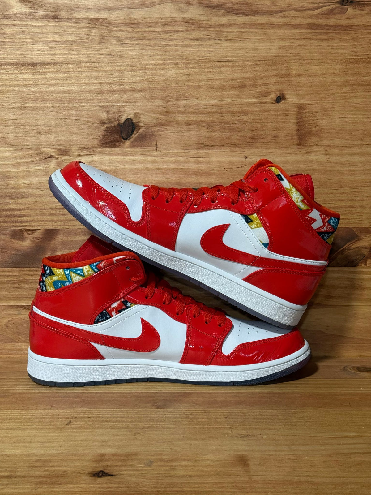 Jordan 1 Mid Barcelona Sweater Red Patent - Size 11.5