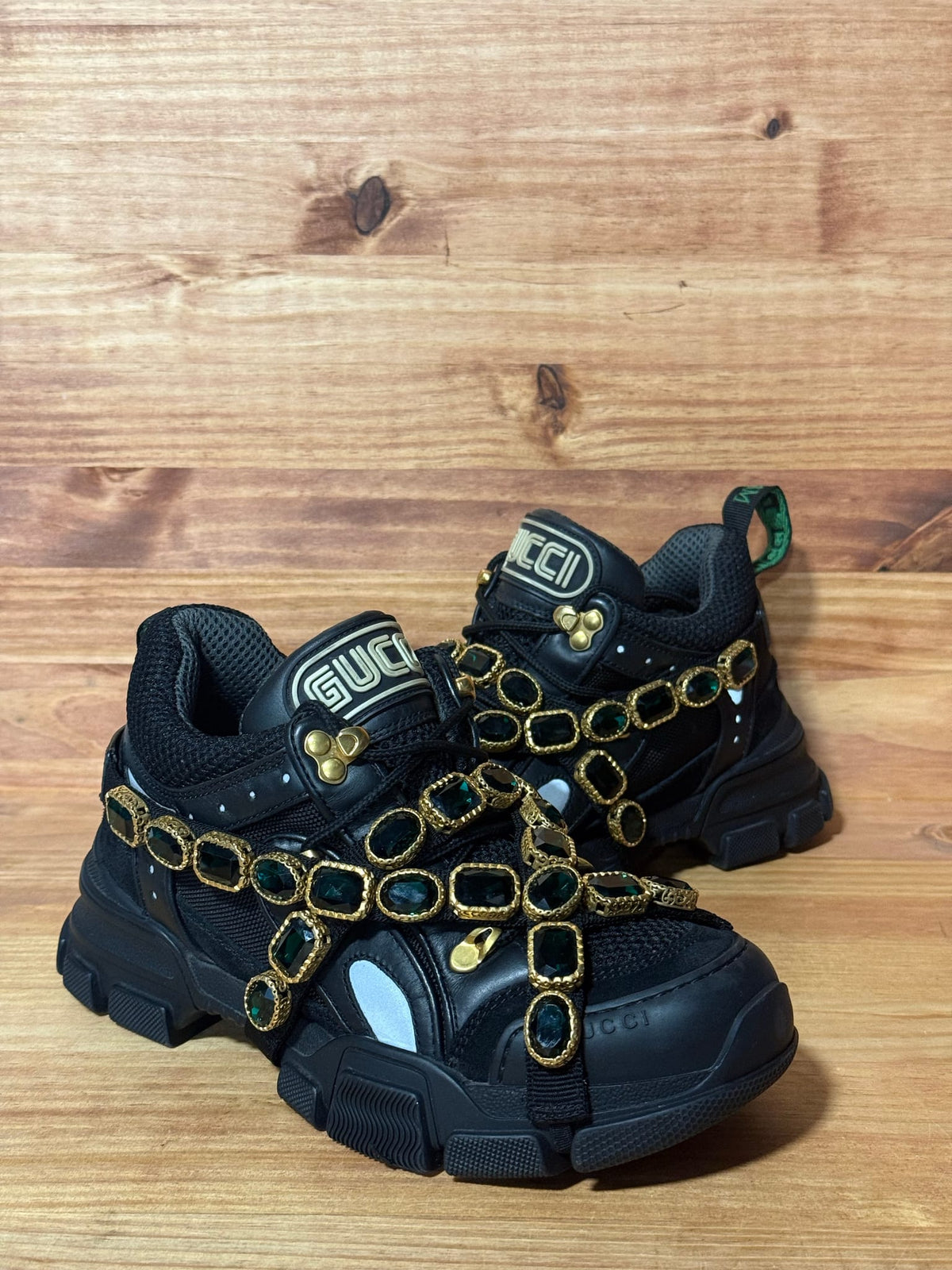 Gucci Wmns Flashtrek Crystals 'Black' - Size 7W/5.5M