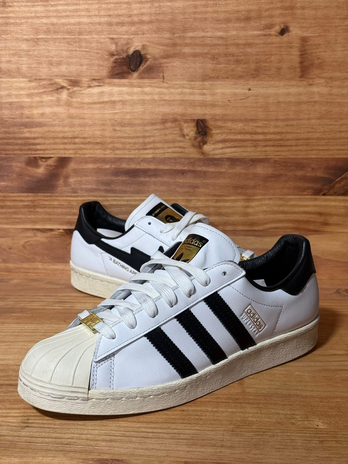 adidas Superstar 80s Bape White Black - Size 9