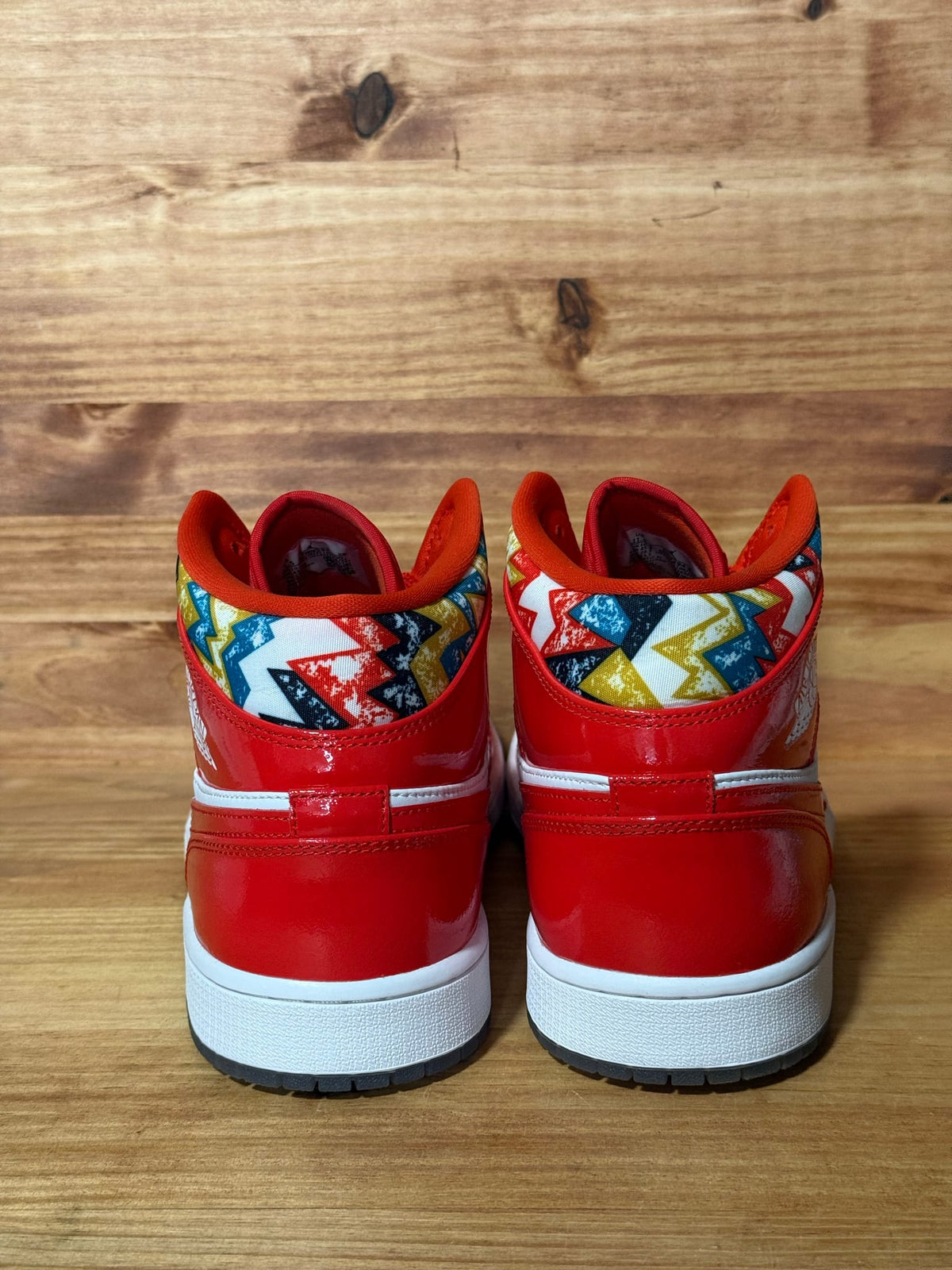 Jordan 1 Mid Barcelona Sweater Red Patent - Size 11.5