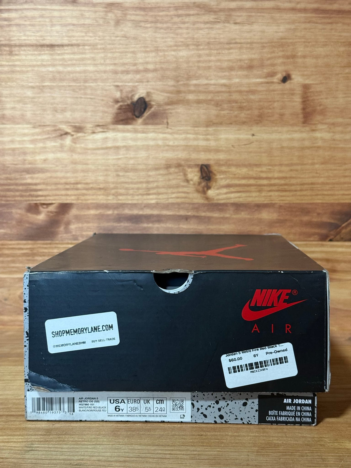 Jordan 5 Retro Fire Red Black Tongue (2025) (GS) - Size 6Y