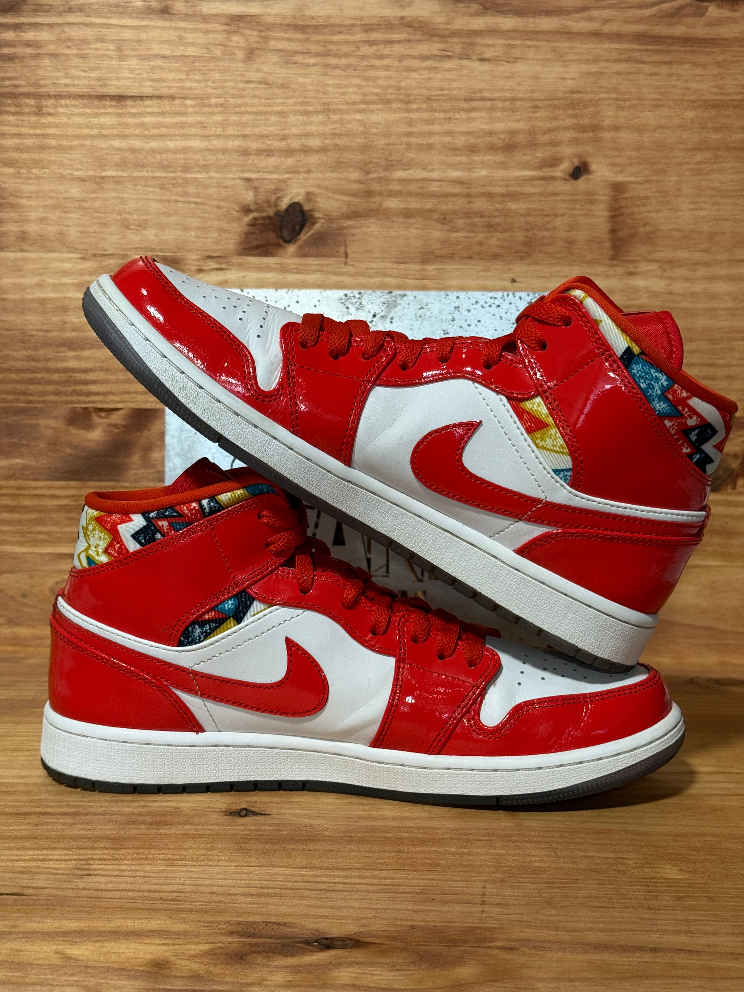 Jordan 1 Mid Barcelona Sweater Red Patent