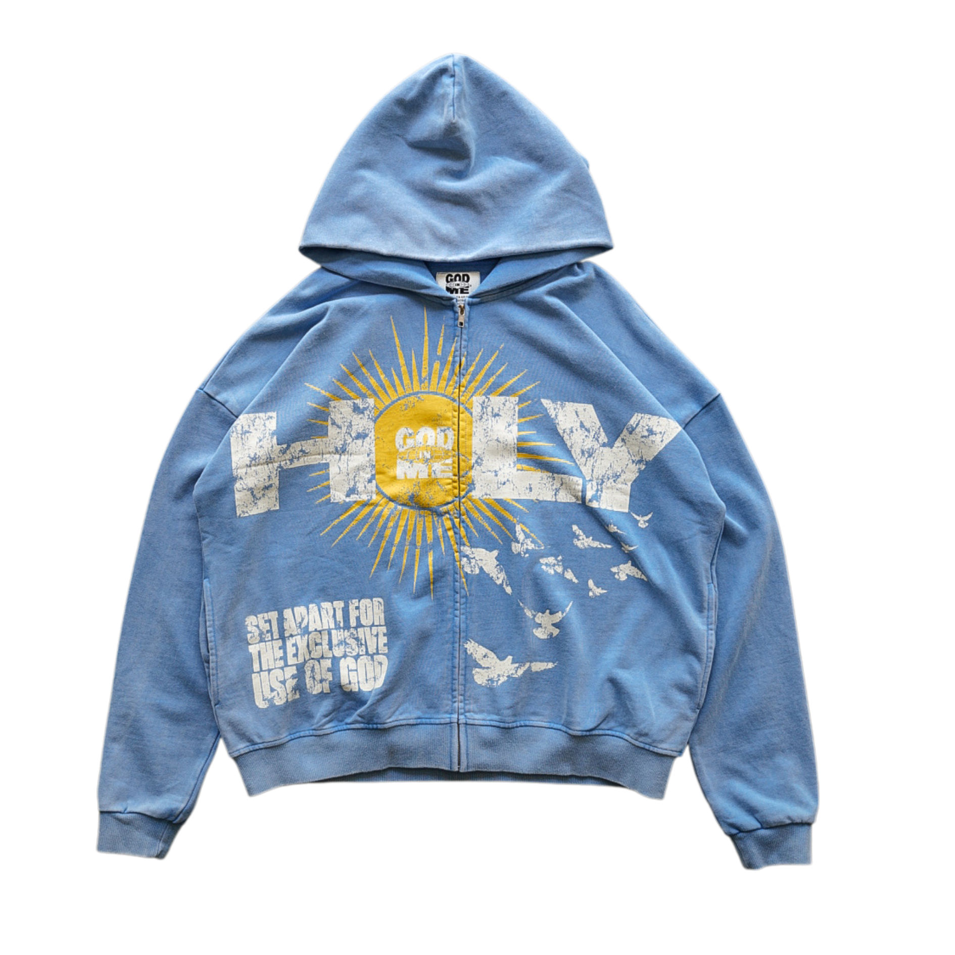 "HOLY" BOXY HOODIE (BLUE)